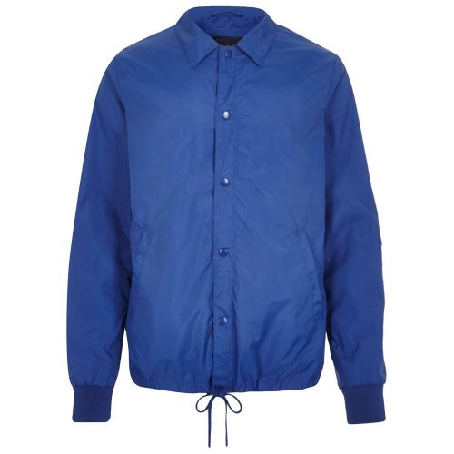 Men's Blue Nylon Baseball Coach Jacket